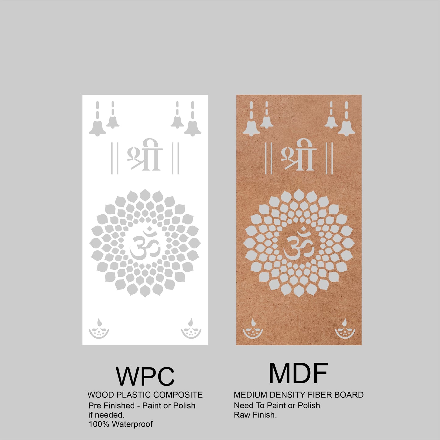 Om Jaali Panel M5 – MDF CNC Cutting Mandir & Wall Art Panel - DIY Craft