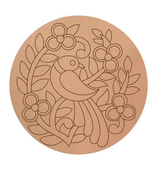 Premarked Bird-Floral Base Cutout MDF Design
